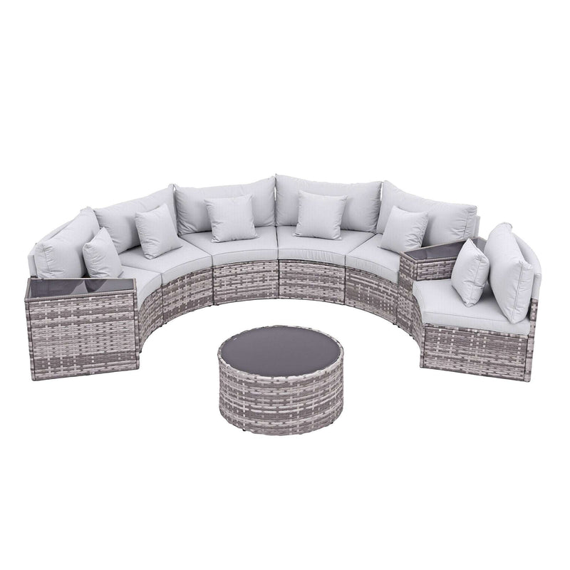 Gardeon 9-Piece 6 Seater Outdoor Rattan Sofa & Dining Set