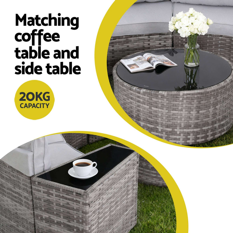 Gardeon 9-Piece 6 Seater Outdoor Rattan Sofa & Dining Set
