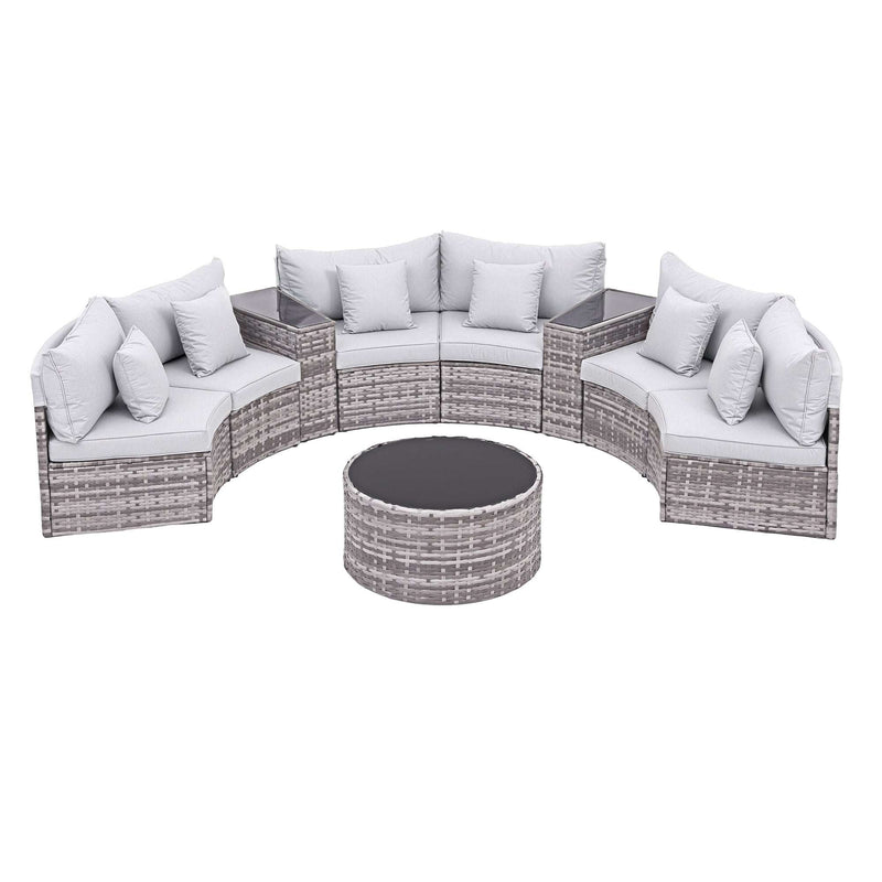 Gardeon 9-Piece 6 Seater Outdoor Rattan Sofa & Dining Set