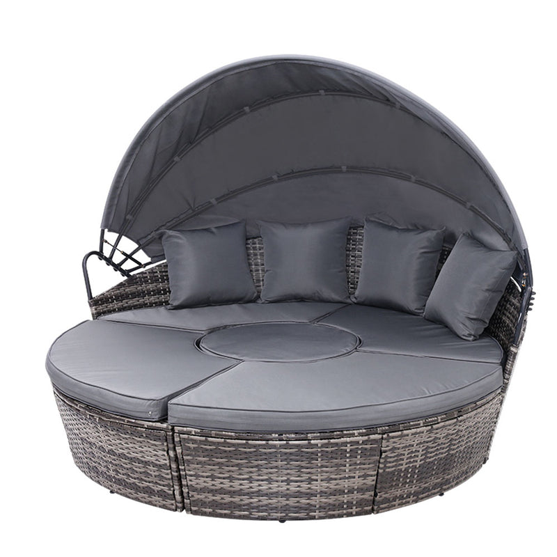 Gardeon Wicker Sun Lounge Day Bed – Grey