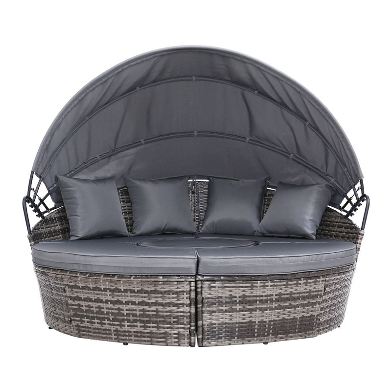 Gardeon Wicker Sun Lounge Day Bed – Grey