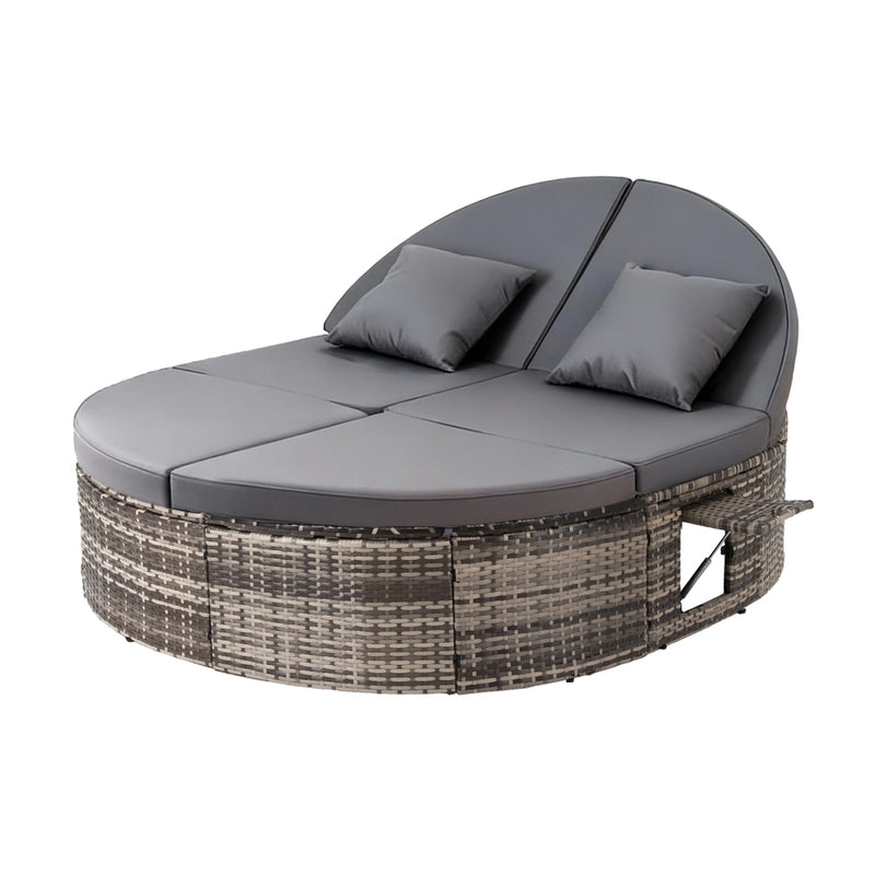 Gardeon Outdoor Wicker Day Bed with Retractable Tray
