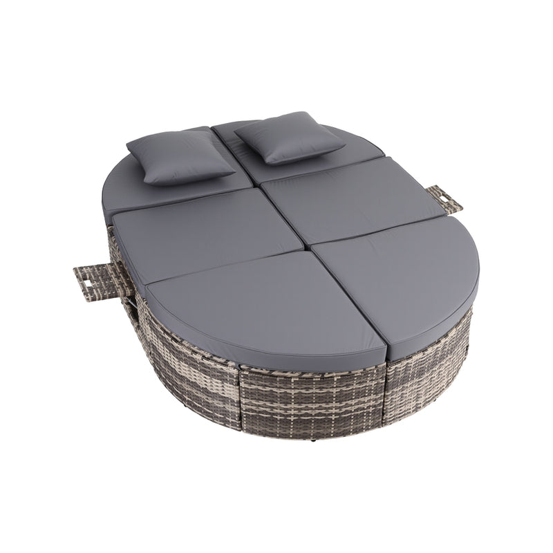 Gardeon Outdoor Wicker Day Bed with Retractable Tray