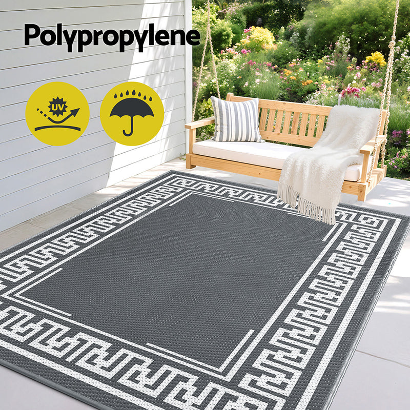 Outdoor Rug 152x244cm Reversible Greek Key Mat
