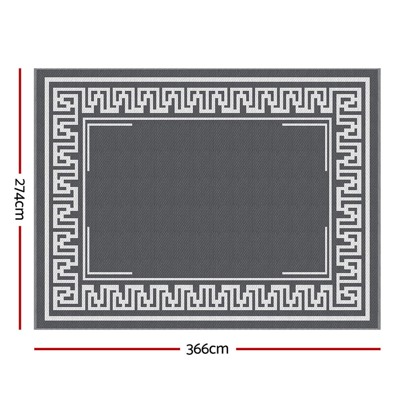 Outdoor Rug 274x366cm Reversible Greek Key Mat