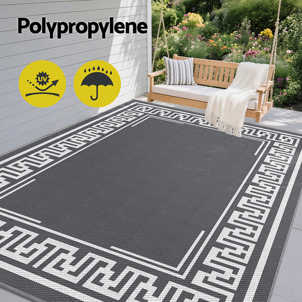 Outdoor Rug 274x366cm Reversible Greek Key Mat