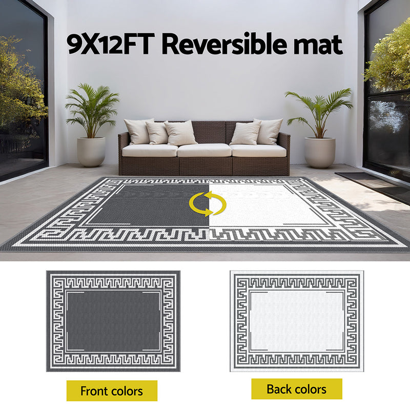Outdoor Rug 274x366cm Reversible Greek Key Mat