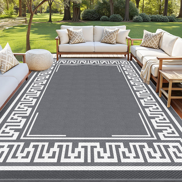 Outdoor Rug 274x366cm Reversible Greek Key Mat