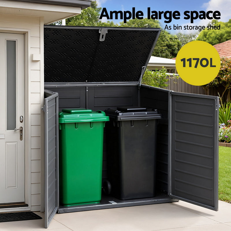 Gardeon 1170L Outdoor Storage Box – Lockable Grey