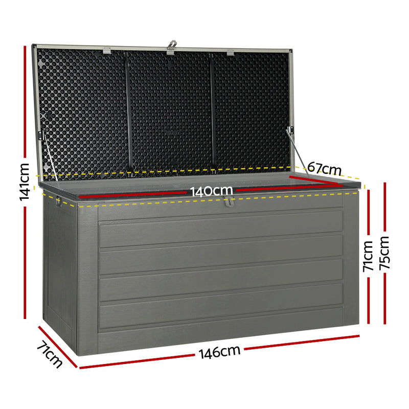 Gardeon 680L Outdoor Storage Box – Lockable Black