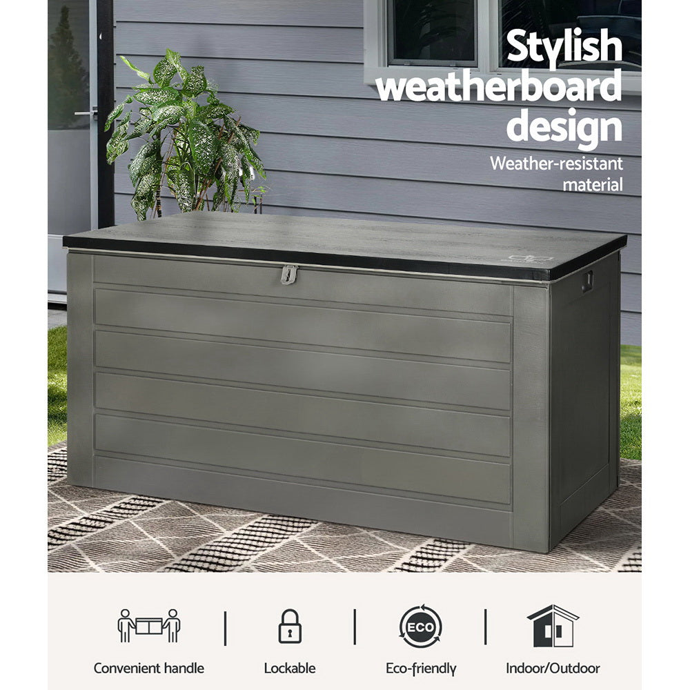 Gardeon 680L Outdoor Storage Box – Lockable Black
