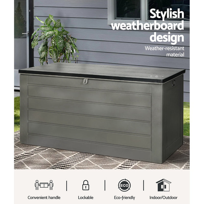 Gardeon 680L Outdoor Storage Box – Lockable Black