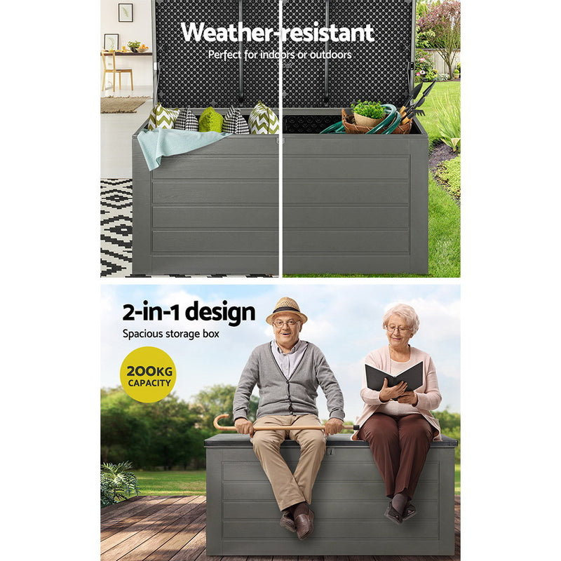 Gardeon 680L Outdoor Storage Box – Lockable Black
