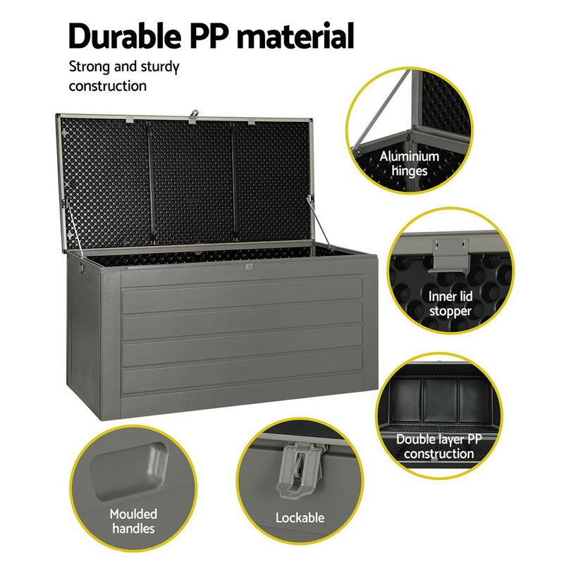 Gardeon 680L Outdoor Storage Box – Lockable Black