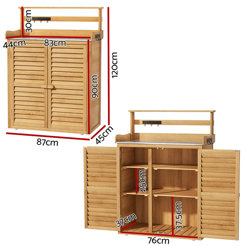Gardeon Garden Storage Cabinet with Potting Bench & Shelves
