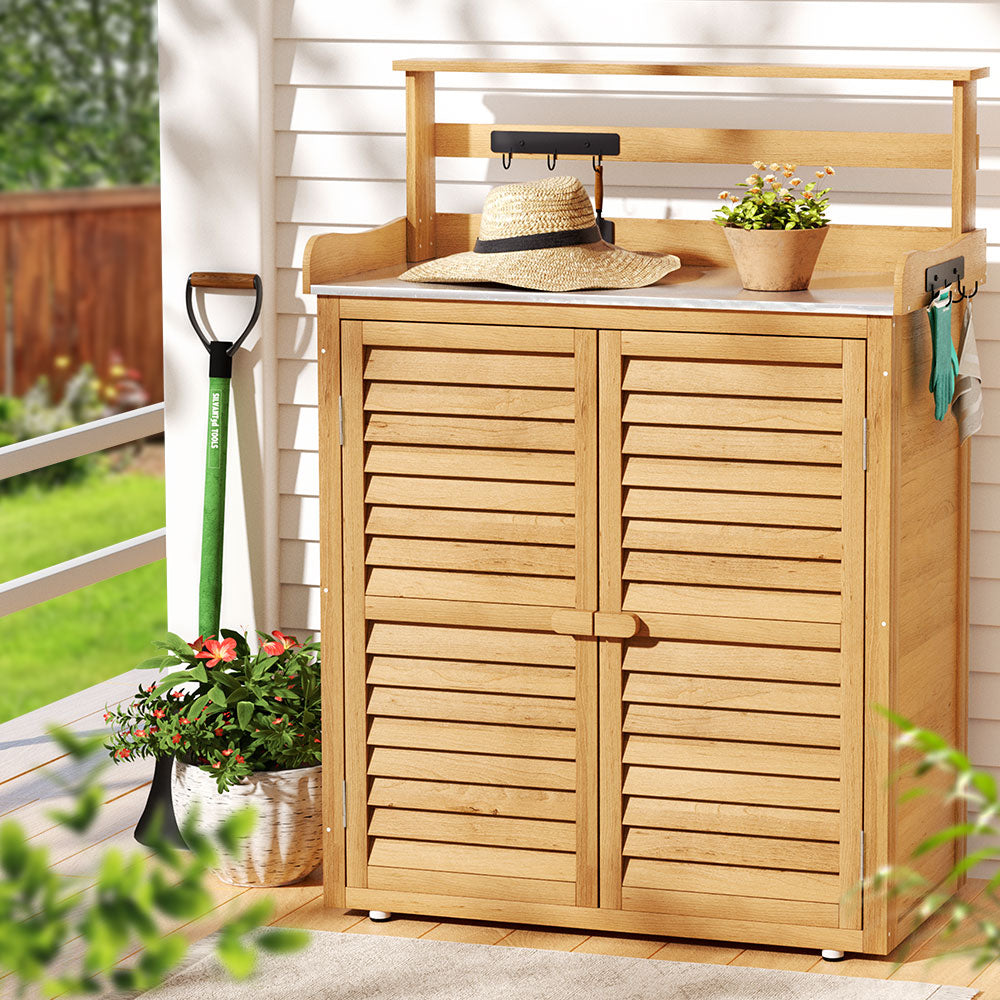 Gardeon Garden Storage Cabinet with Potting Bench & Shelves