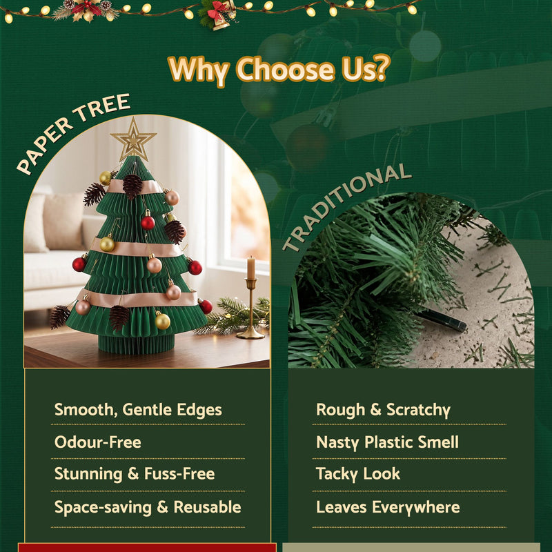 47cm Green Honeycomb Tabletop Christmas Tree