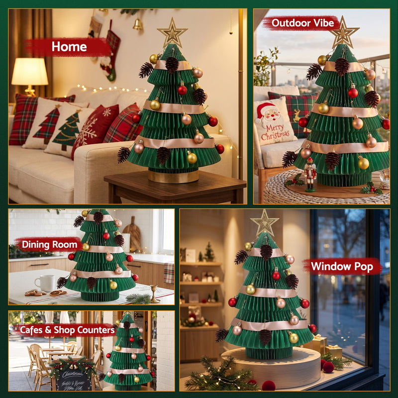47cm Green Honeycomb Tabletop Christmas Tree