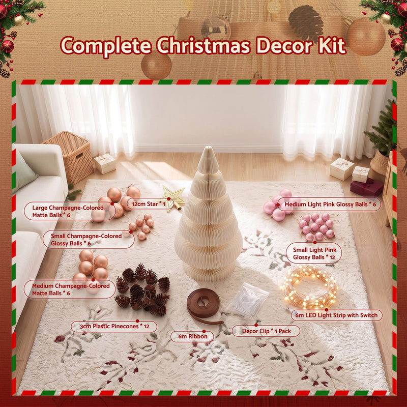 Pre-Lit Paper Christmas Tree Duo – 62cm & 114cm
