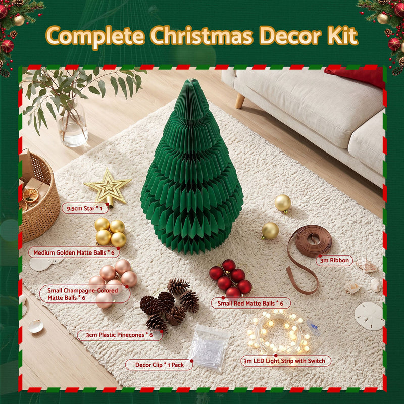 Pre-Lit Paper Christmas Tree Duo – 62cm & 114cm