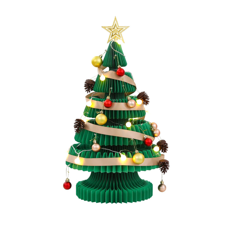 62cm Green Pre-Lit Honeycomb Paper Christmas Tree