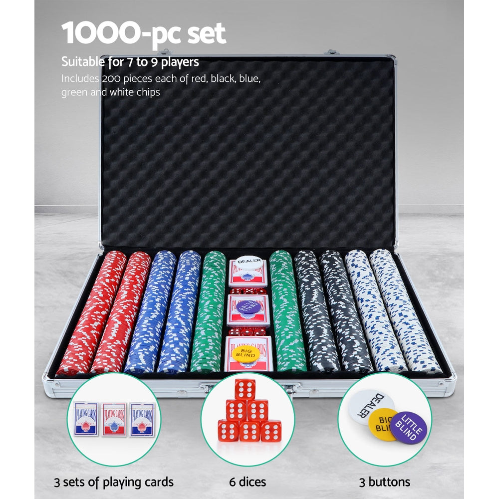 1000pc Poker Chips Set – Casino Texas Hold’em with Case