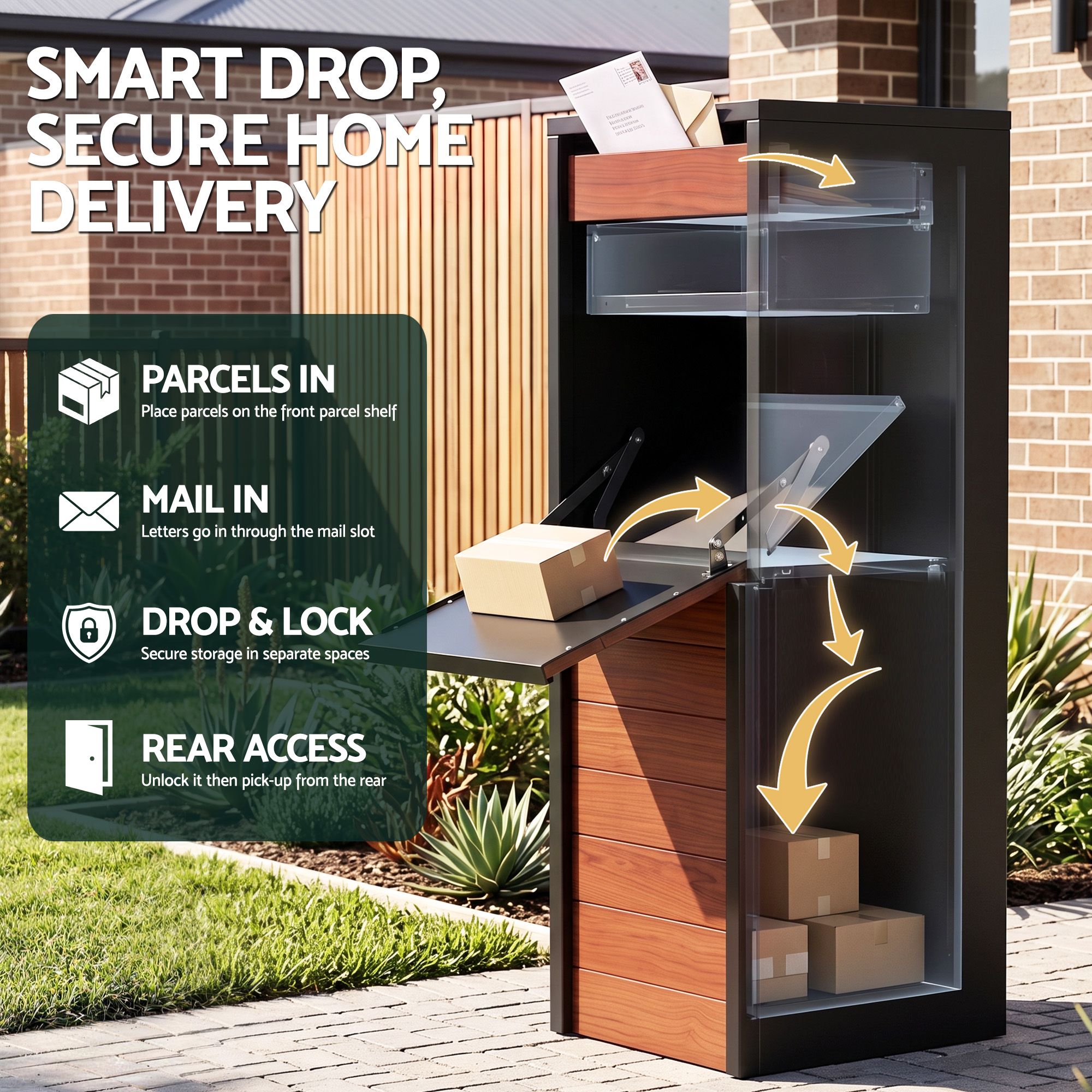 Gardeon Parcel Drop Box & Letterbox – Walnut