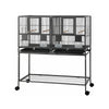i.Pet 2-in-1 Bird Cage Aviary with Divider & Wheels – 106cm Black