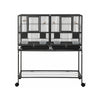 i.Pet 2-in-1 Bird Cage Aviary with Divider & Wheels – 106cm Black