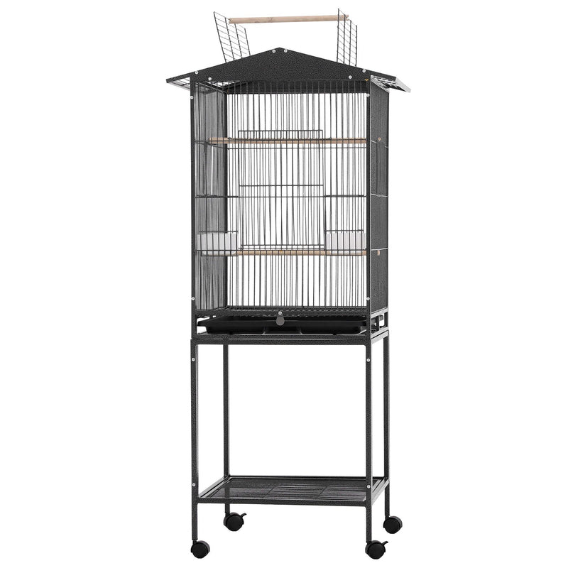 i.Pet 136cm Open Top Bird Cage Aviary with Stand & Wheels – Black