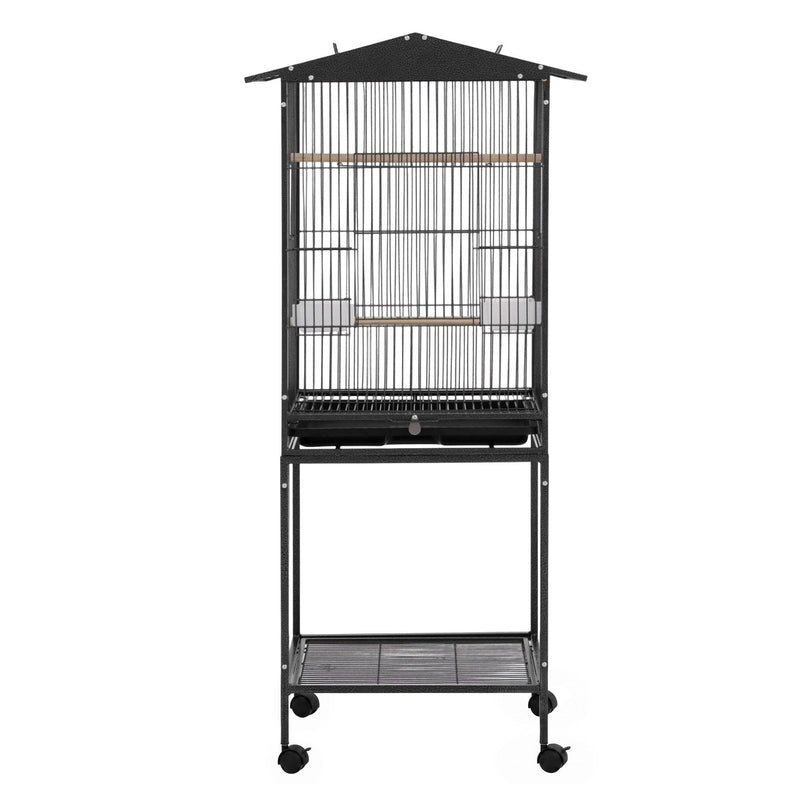 i.Pet 136cm Open Top Bird Cage Aviary with Stand & Wheels – Black