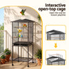 i.Pet 136cm Open Top Bird Cage Aviary with Stand & Wheels – Black