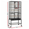 i.Pet 176cm 3-Tier Large Bird Cage Aviary with Ladder & Wheels – Black
