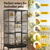 i.Pet 176cm 3-Tier Large Bird Cage Aviary with Ladder & Wheels – Black