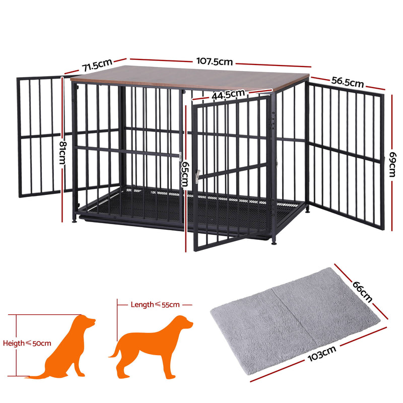 i.Pet XL Wooden Dog Crate Furniture 107cm Black