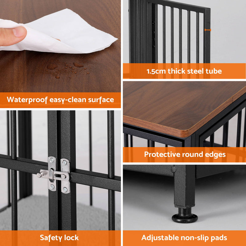 i.Pet XL Wooden Dog Crate Furniture 107cm Black