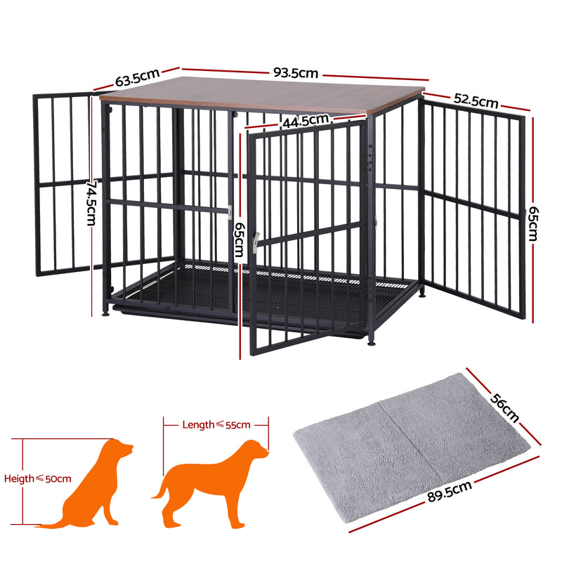 i.Pet Large Wooden Dog Crate Furniture 93cm Black