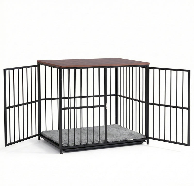 i.Pet Large Wooden Dog Crate Furniture 93cm Black