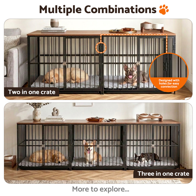i.Pet Large Wooden Dog Crate Furniture 93cm Black