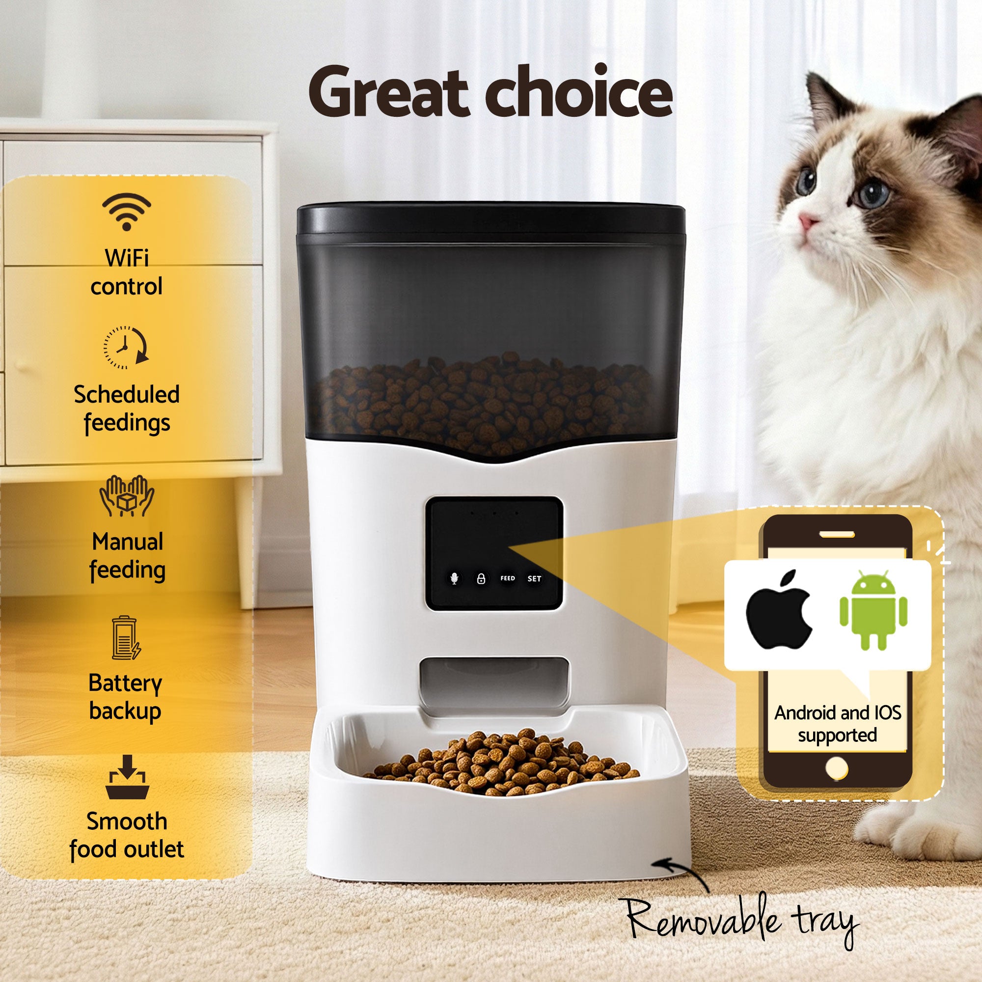 i.Pet Automatic Pet Feeder WiFi 3L Smart Food Dispenser