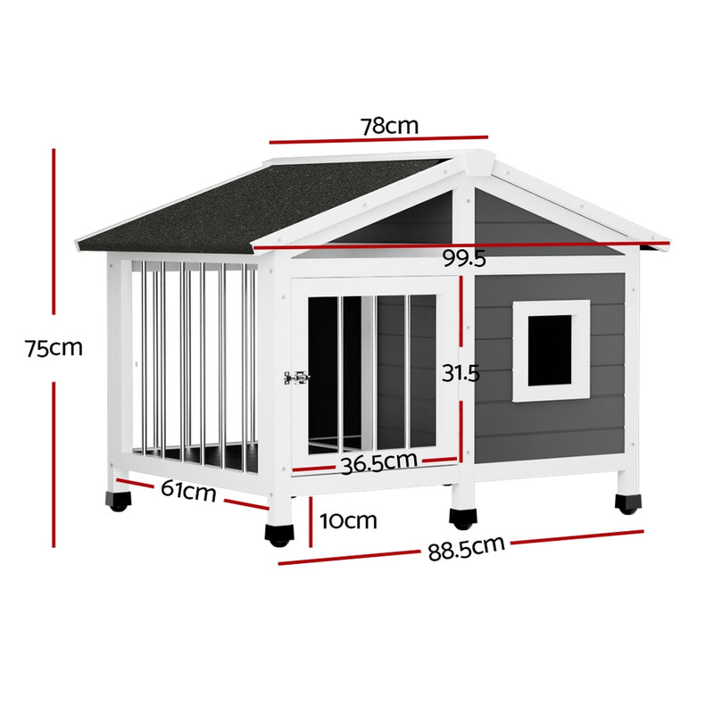 i.Pet Large Wooden Dog Kennel House – Indoor & Outdoor Pet Cabin