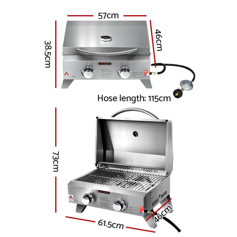 Grillz Portable 2-Burner Gas BBQ Grill