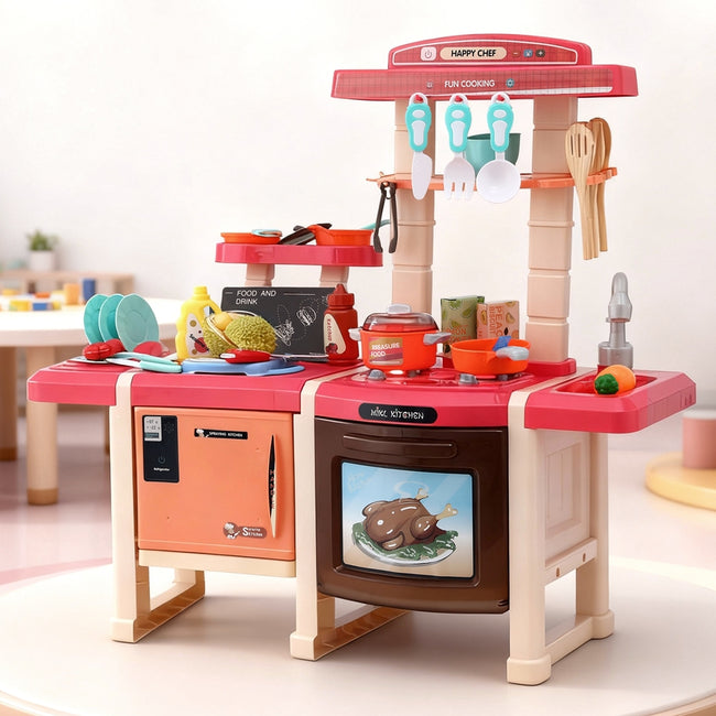 Keezi Kids Kitchen Play Set with Sound, Steam & Light Effects