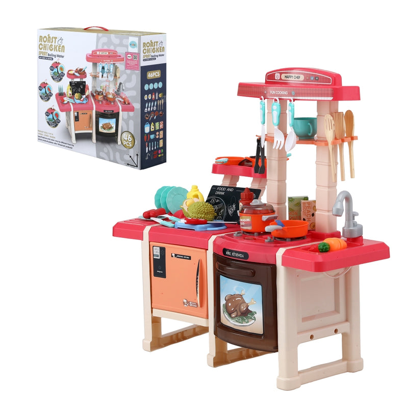Keezi Kids Kitchen Play Set with Sound, Steam & Light Effects