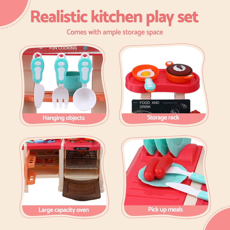 Keezi Kids Kitchen Play Set with Sound, Steam & Light Effects