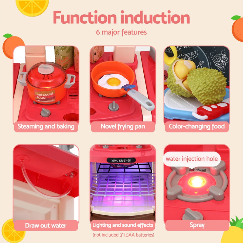 Keezi Kids Kitchen Play Set with Sound, Steam & Light Effects