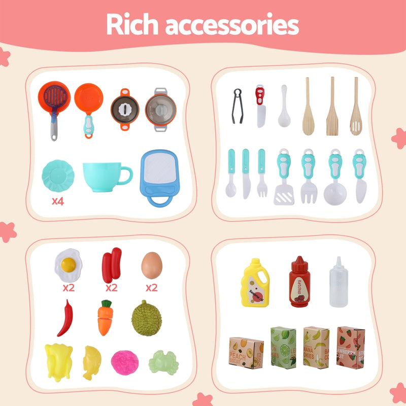 Keezi Kids Kitchen Play Set with Sound, Steam & Light Effects