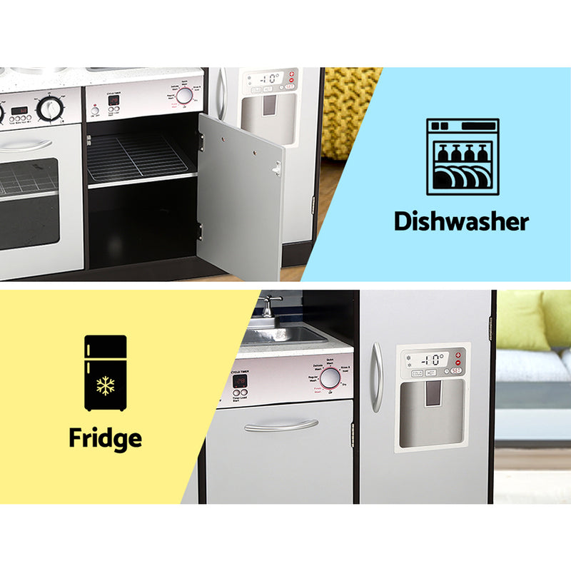 Keezi Wooden Pretend Kitchen with Oven & Fridge