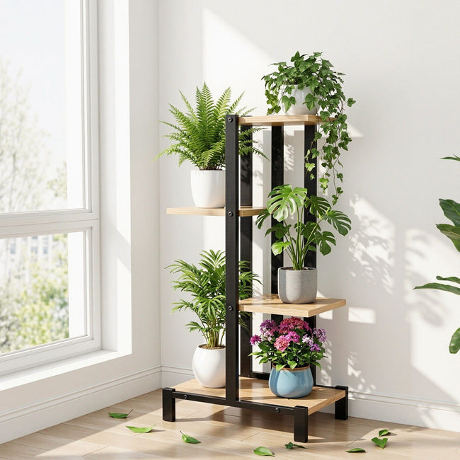 Artiss 4-Tier Metal Plant Stand – Indoor/Outdoor