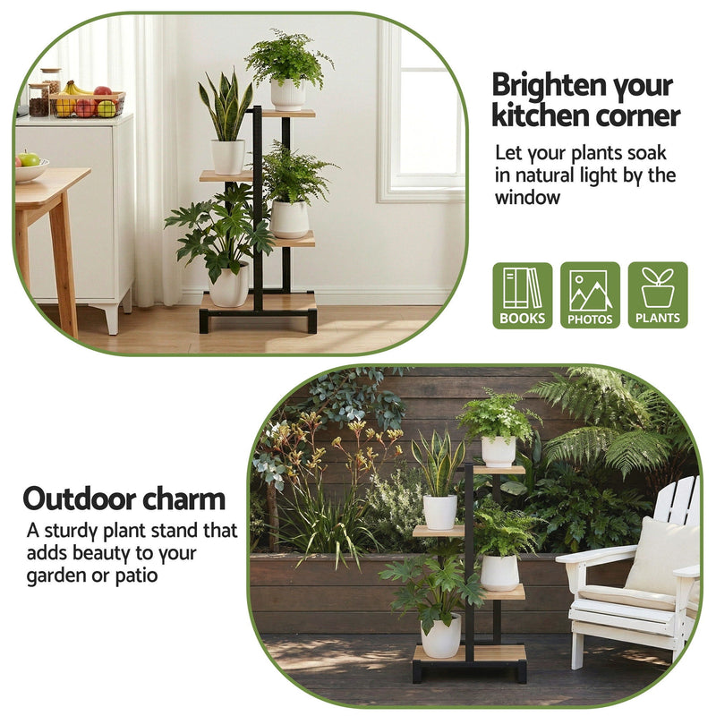Artiss 4-Tier Metal Plant Stand – Indoor/Outdoor